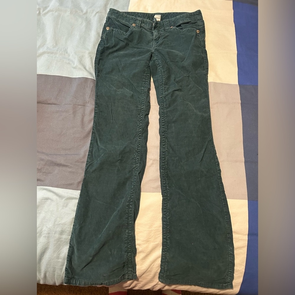 LONDONJEAN Teal Low Rise Corduroy Pants
